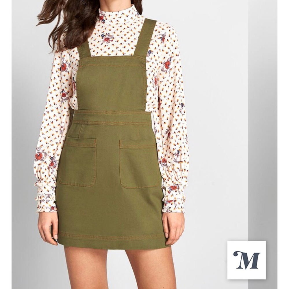 MODCLOTH 🍊NWT “Yes I Twill” Jumper in Green sz 16